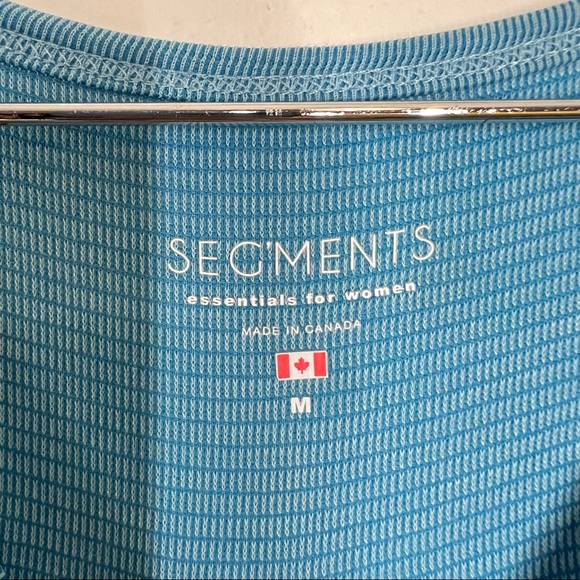 Segments Blue Long Sleeve Tencel Blend V Neck Pullover Ribbed Top Size Medium - Picture 3 of 5